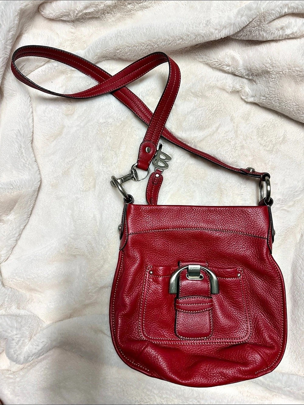 B Makowsky Red Leather-Look Crossbody Bag